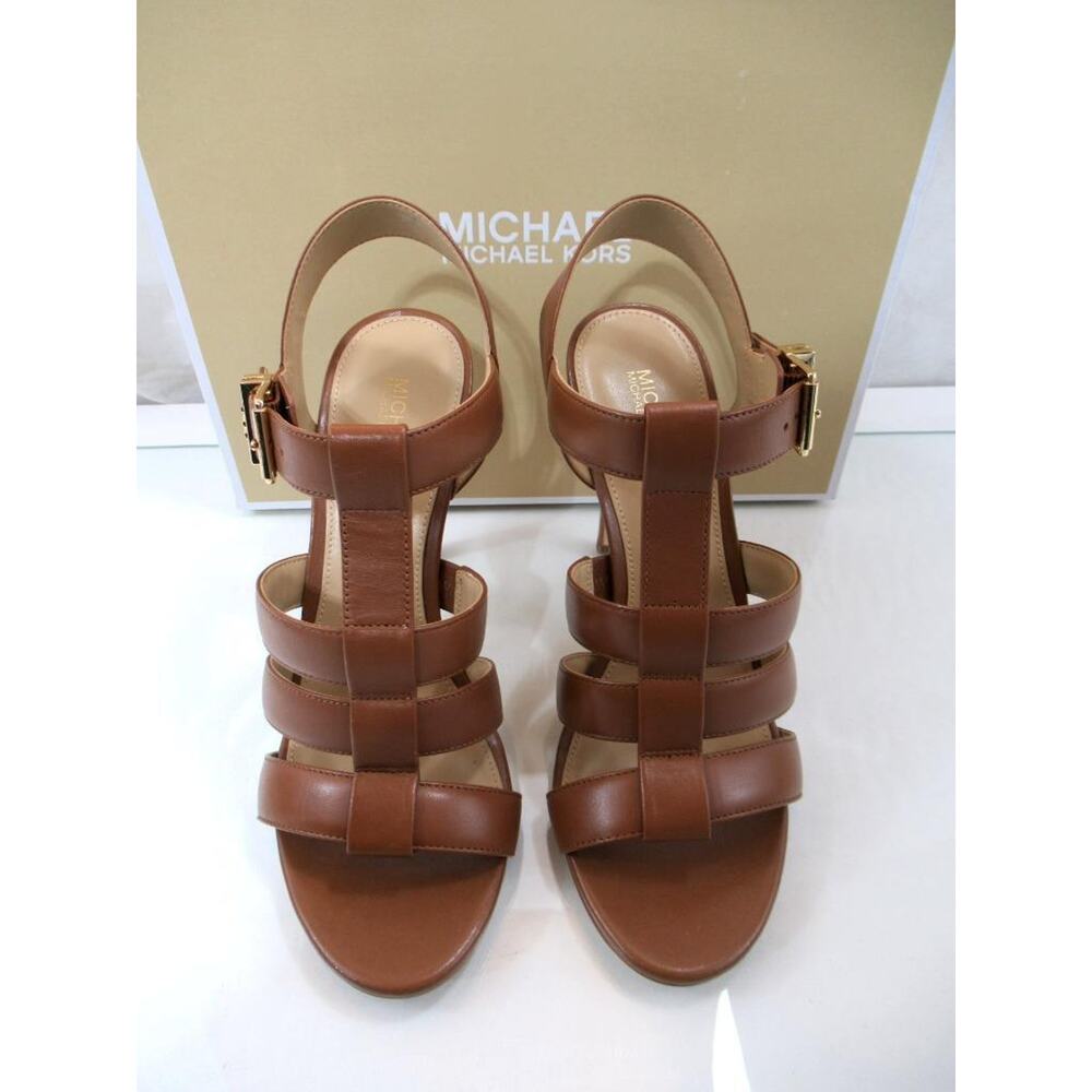 Michael Kors Jagger High Heel Stiletto Strappy Sandal Leather Luggage Size 7 - Picture 5 of 7
